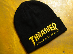 Thrasher Embroidered Logo Beanie - Black / Gold