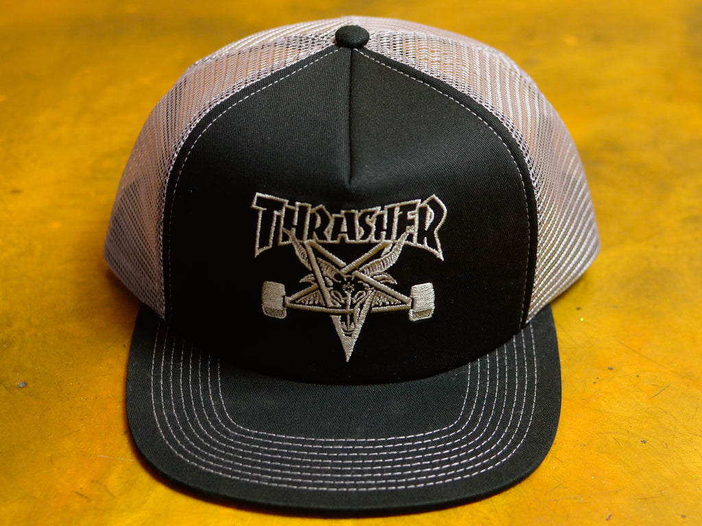 Thrasher Skategoat Embroidered Mesh Cap - Black / Grey