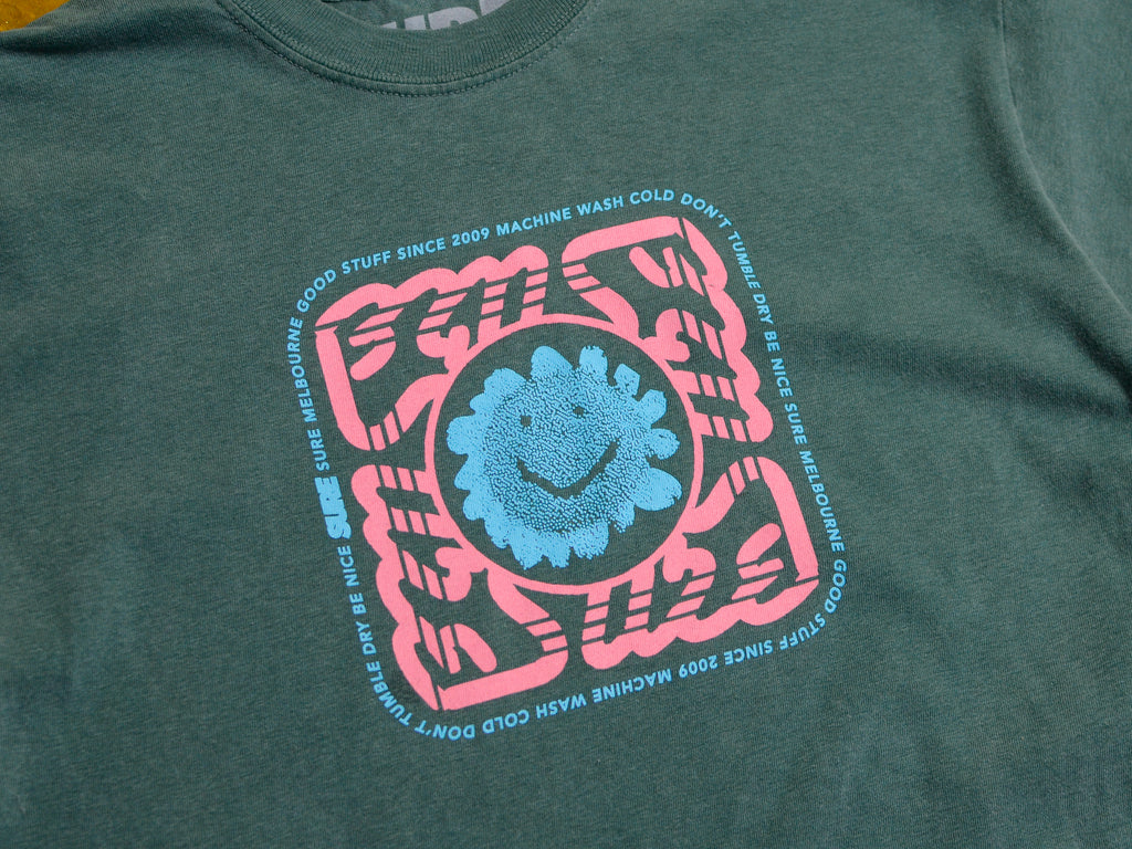 Mansfield Square T-Shirt - Faded Forest / Cyan