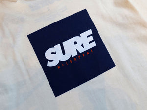 Banner Square T-Shirt - Cream / Navy / White