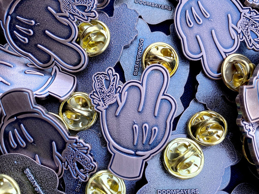 Cartoon Middle Finger Pin - Bronze