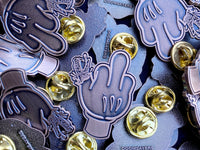 Cartoon Middle Finger Pin - Bronze