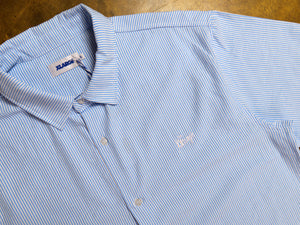 Oxford Script Short Sleeve Shirt - White / Blue Stripe