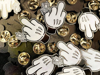 Cartoon Middle Finger Pin - White