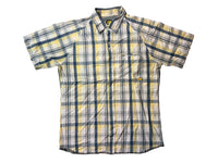 Vintage Plaid Short Sleeve Shirt - White / Navy / Lemon