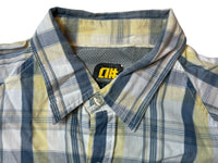 Vintage Plaid Short Sleeve Shirt - White / Navy / Lemon