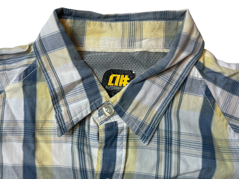 Vintage Plaid Short Sleeve Shirt - White / Navy / Lemon