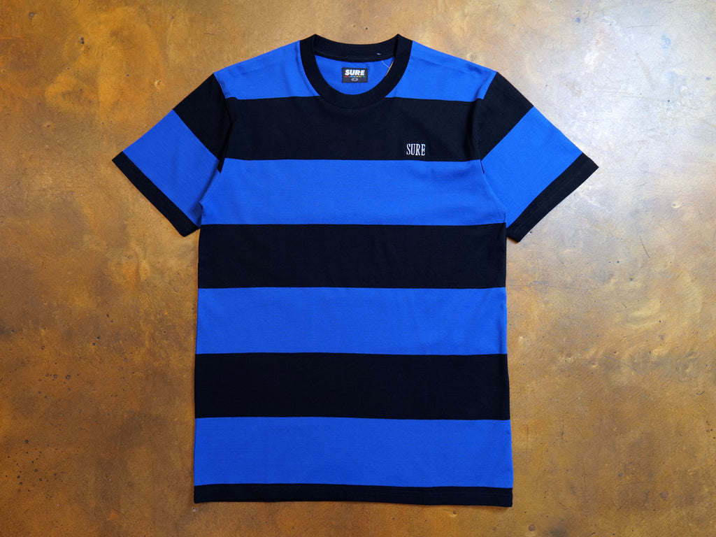 Crew Embroidered Stripe T-Shirt - Blue / Black / White