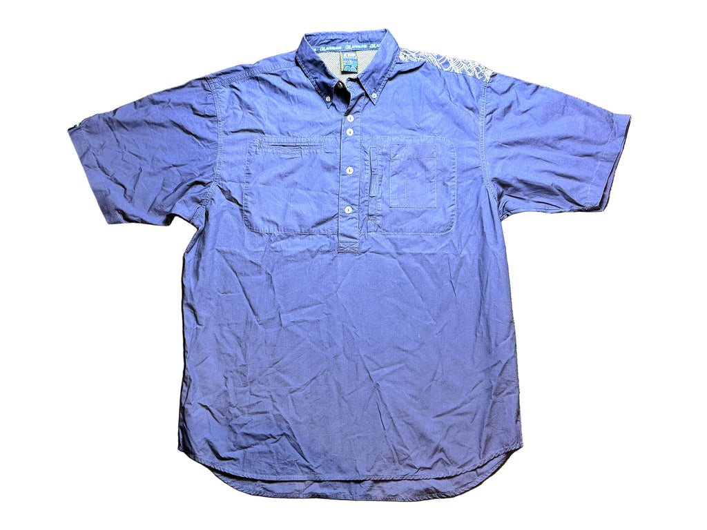 Vintage Performance Half Button Short Sleeve Shirt - Navy