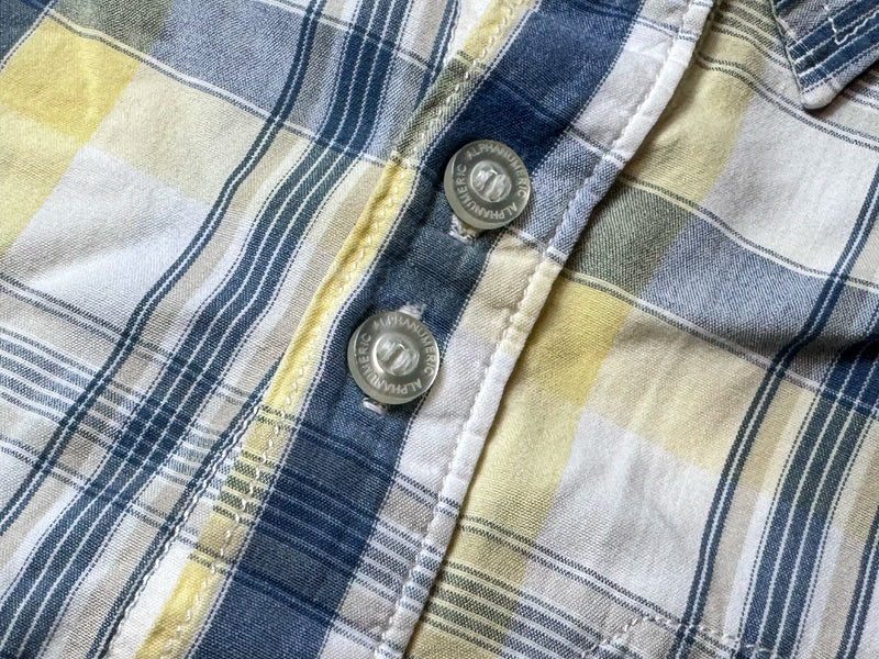 Vintage Plaid Short Sleeve Shirt - White / Navy / Lemon