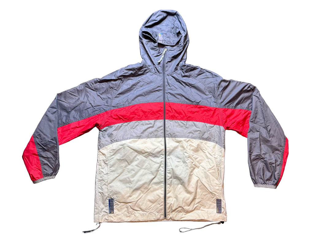 Vintage Hooded Mesh Lined Jacket - Charcoal / Red / Grey