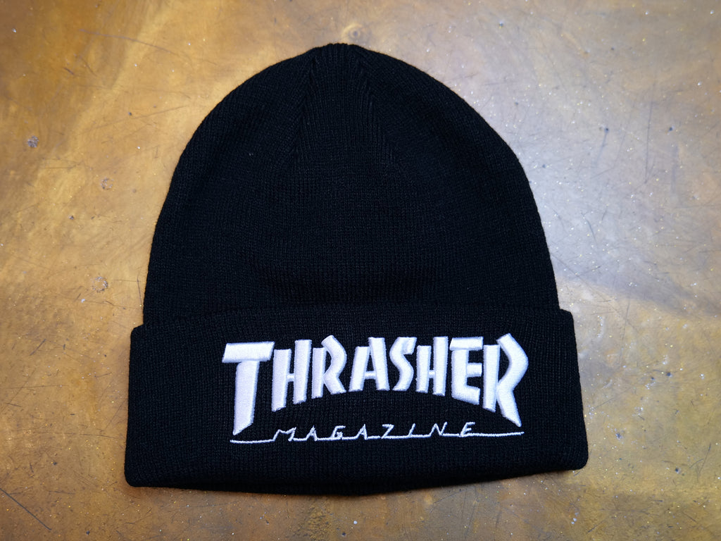 Thrasher Embroidered Logo Beanie - Black / White