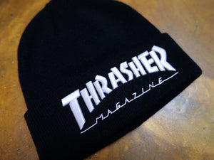 Thrasher Embroidered Logo Beanie - Black / White