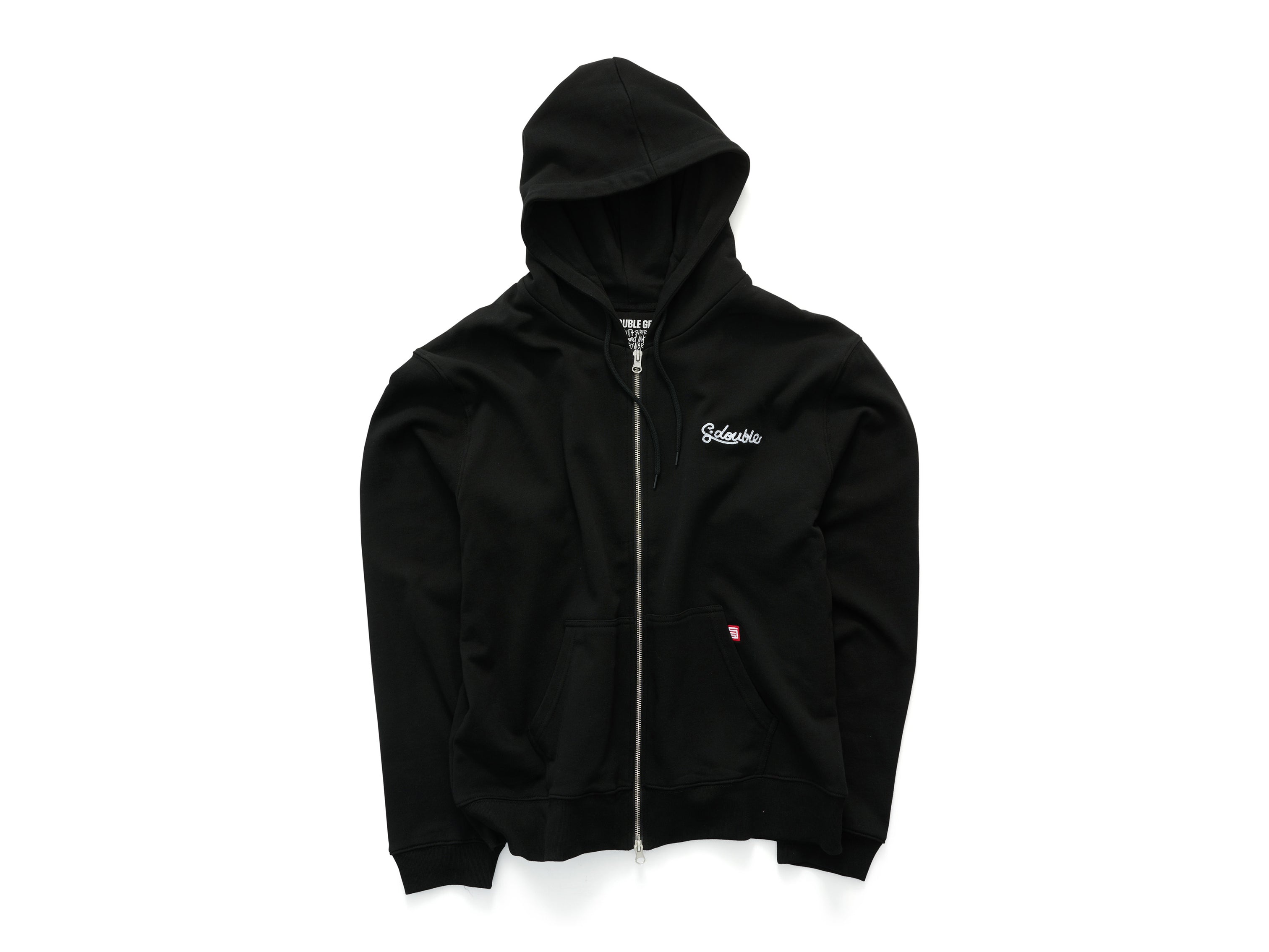S-Double - Cursive Terry Zip Hoodie - Black – THE SURE STORE