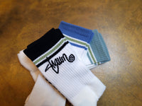 Stripe Shawn Script Sock 3pk - Black / Blue / Sage