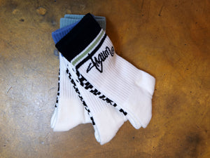 Stripe Shawn Script Sock 3pk - Black / Blue / Sage