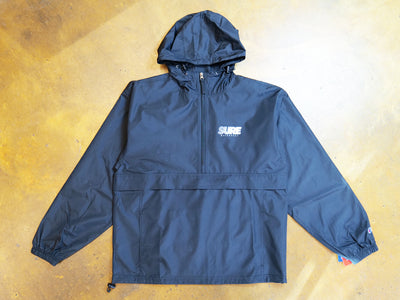 Champion Banner Racing Hooded Packable Quarter-Zip Jacket - Black / White