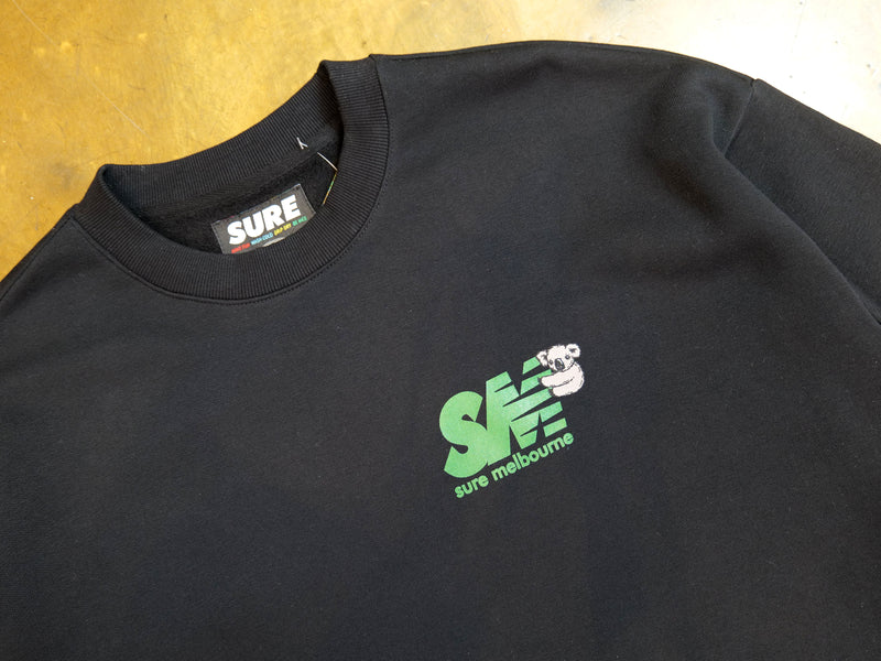 Clippy Heavy Fleece Crew - Black / Dark Green