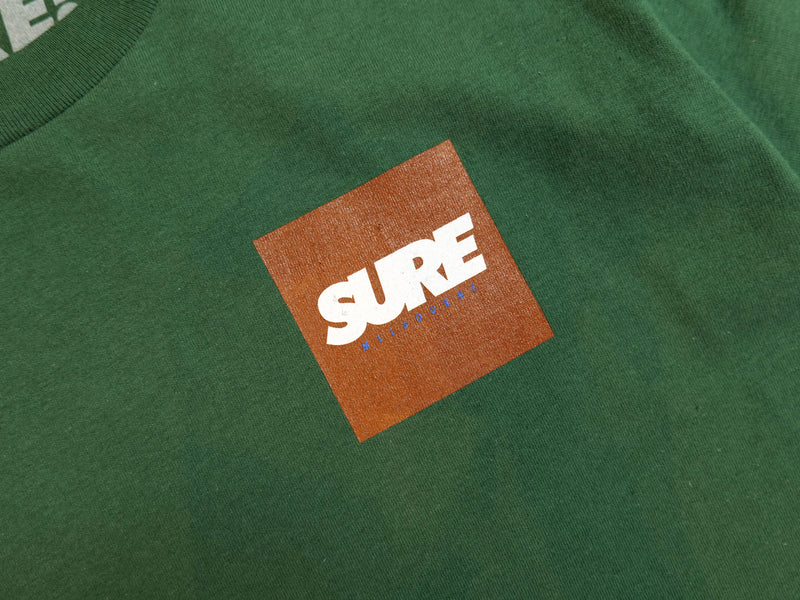 Banner Square T-Shirt - Forest Green / Chocolate / White