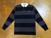 Crew Embroidered Stripe Rugby - Black / Coal / White