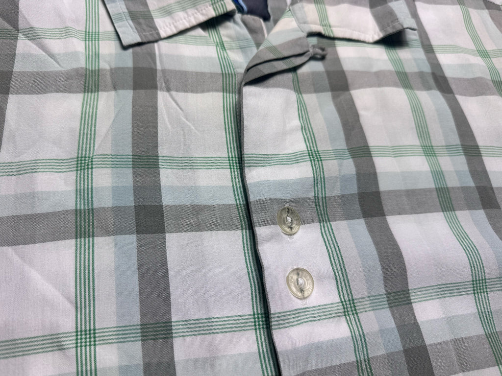 Vintage Plaid Short Sleeve Shirt - White / Grey / Green