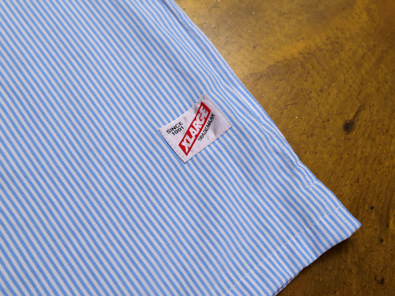 Oxford Script Short Sleeve Shirt - White / Blue Stripe