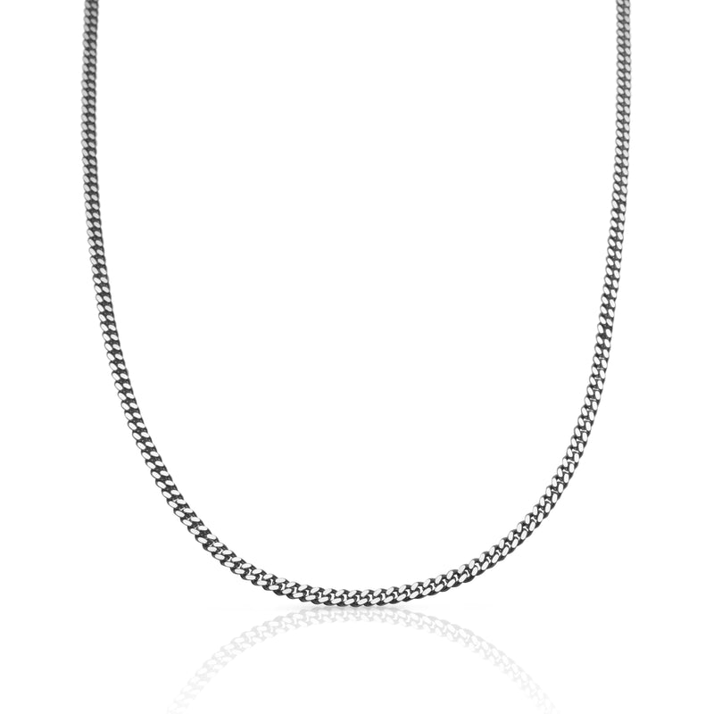 Carmine Sterling Silver 3 mm Wide Cuban Link Chain - 55 cm