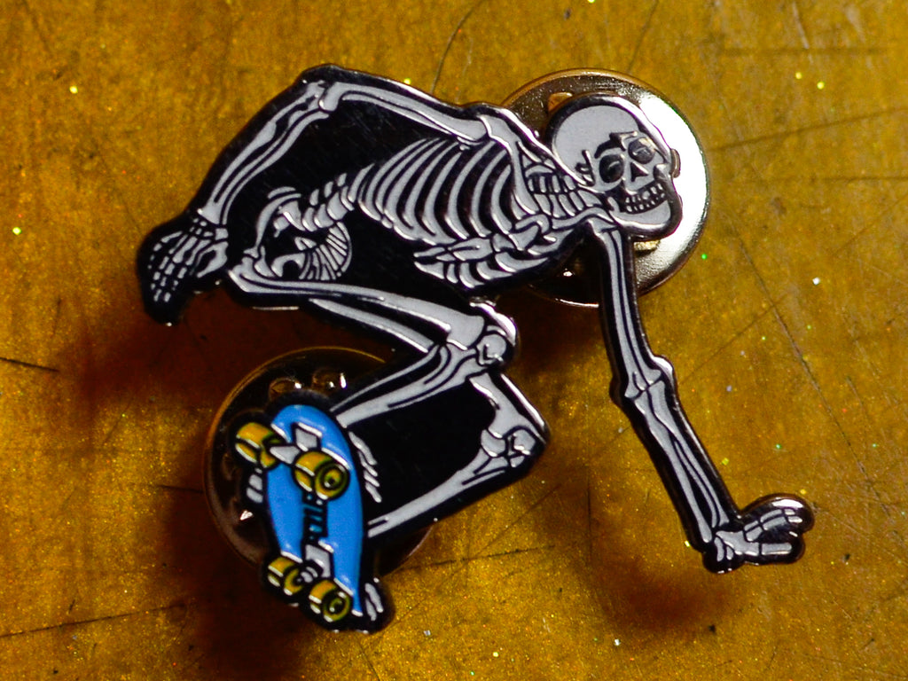 Skateboarding Skeleton Pin