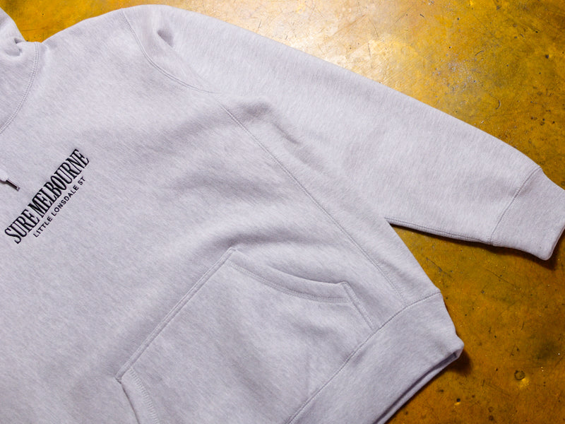 Little Lonsdale St. Embroidered Super Heavyweight Reverse Weave Hooded Fleece - Heather Grey