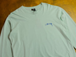 Shadow Script Long Sleeve T-Shirt - Pigment Washed Aqua