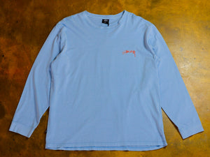 Shadow Script Long Sleeve T-Shirt - Pigment Washed Blue