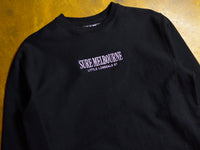 Little Lonsdale St. Embroidered Super Heavyweight Reverse Weave Crew Fleece - Black