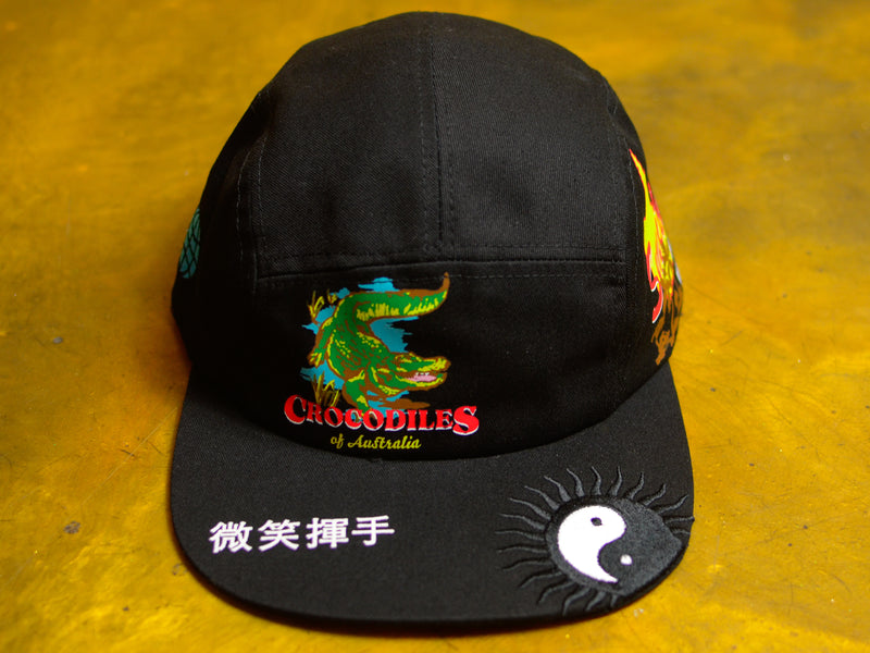 Crocodylus 5 Panel Cap - Black