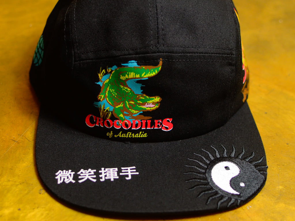 Crocodylus 5 Panel Cap - Black