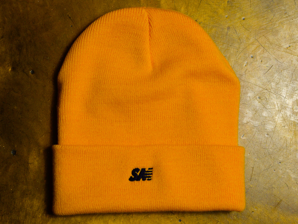 SM Classic Micro Embroidered Cuff Beanie - Gold / Navy