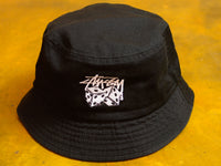 Two Dice Washed Bucket Hat - Black