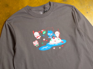 Hello Kitty Fishing Long Sleeve T-Shirt - Charcoal
