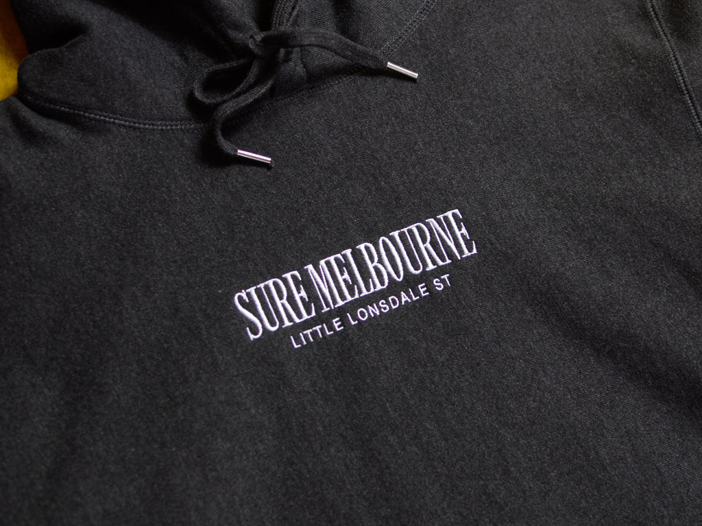Little Lonsdale St. Embroidered Super Heavyweight Reverse Weave Hooded Fleece - Charcoal