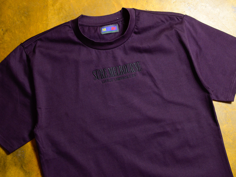 Little Lonsdale St. Heavyweight Embroidered T-Shirt - Plum / Black