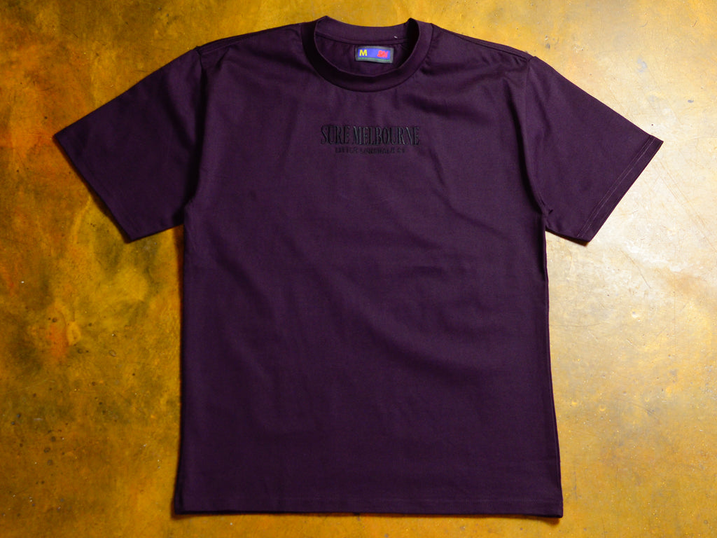 Little Lonsdale St. Heavyweight Embroidered T-Shirt - Plum / Black
