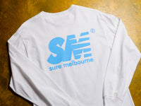 SM Long Sleeve T-Shirt - White / Sky Blue