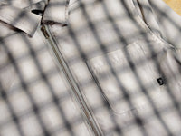 Shadow Plaid Zip Up Long Sleeve Shirt - Tan