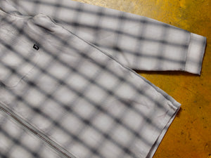 Shadow Plaid Zip Up Long Sleeve Shirt - Tan