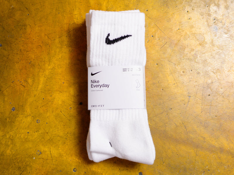 Nike Everyday Cushioned Crew Socks 3pk - White / Black