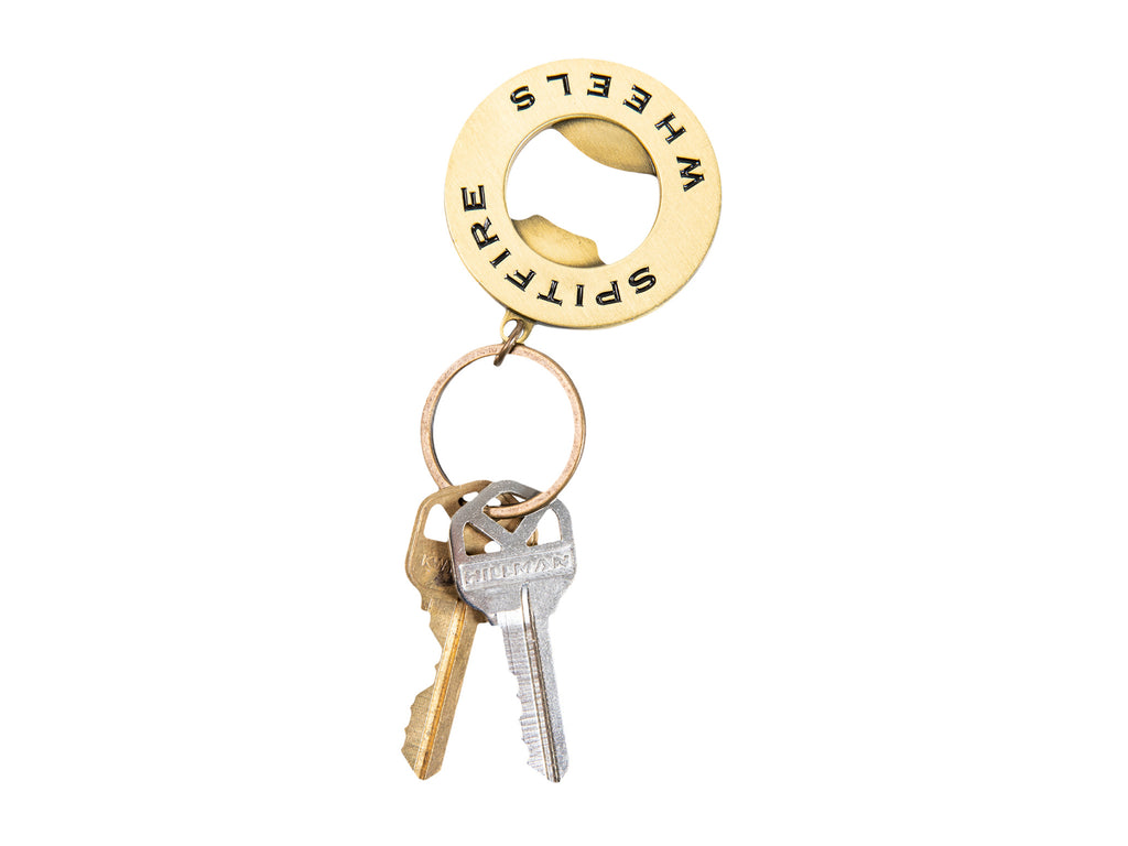 Classic Swirl Bottle Opener Keychain - Antique Brass