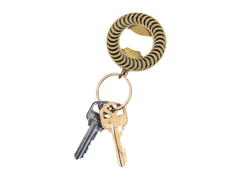 Classic Swirl Bottle Opener Keychain - Antique Brass