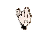 Cartoon Middle Finger Pin - White