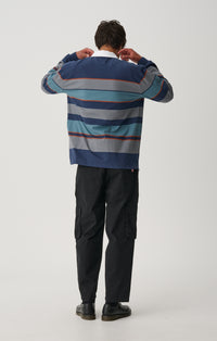 Variagated Stripe Rugby - Navy