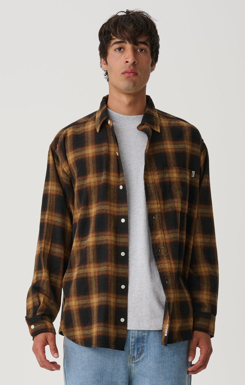 Plaid Classic Long Sleeve Shirt - Mustard
