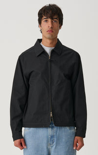 Unlined Canvas Zip Jacket - Black